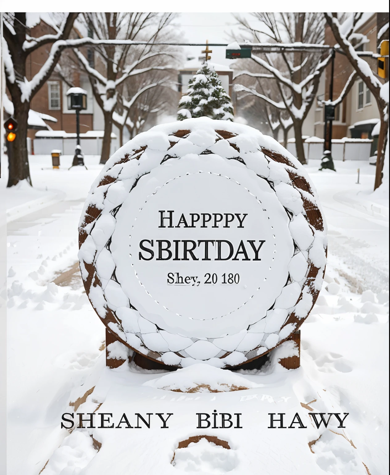 Happy Birthday theme，Heavy snow，sherry&#39;s name can be seen faintly in the snow