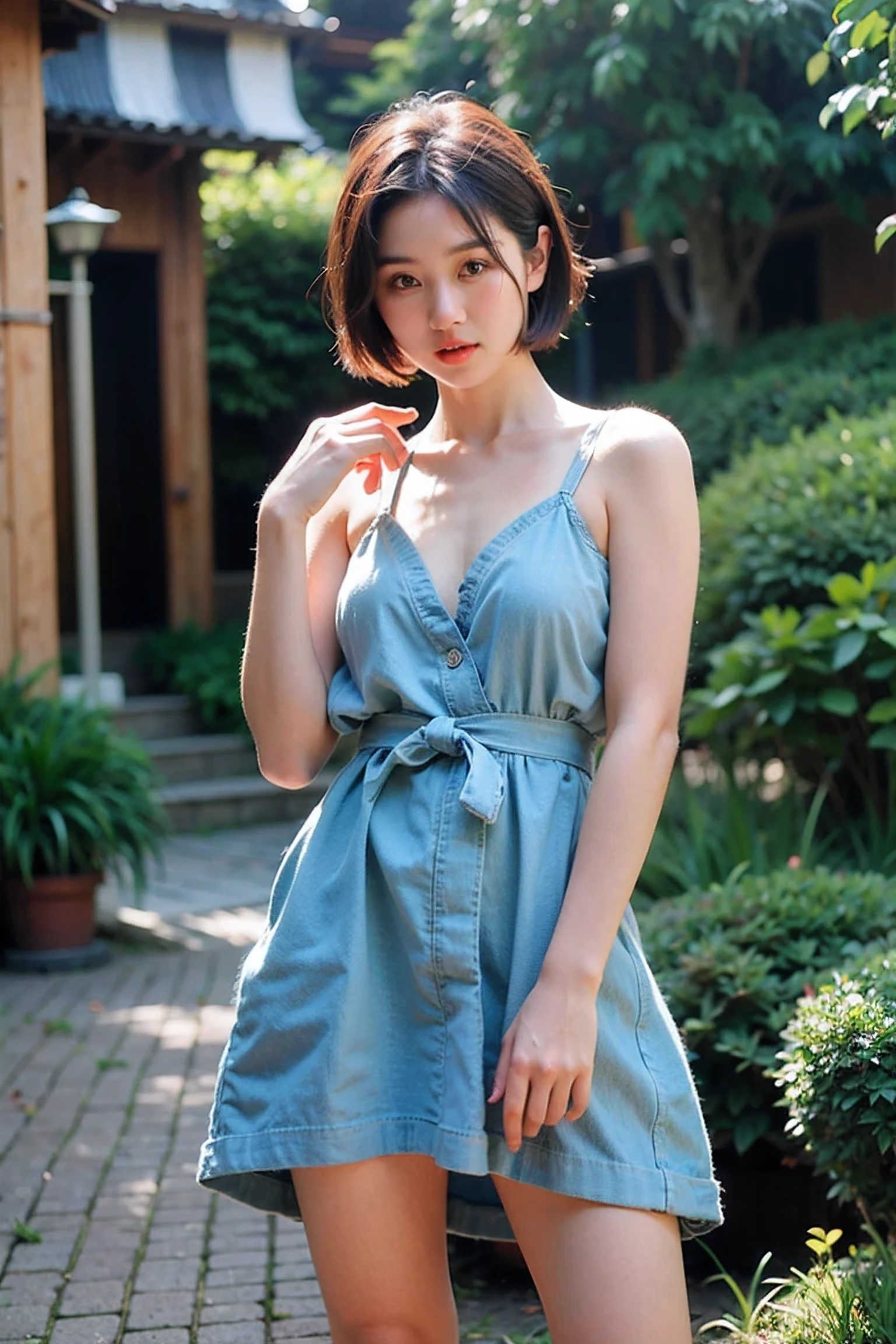 Realistic Photography, Beautiful Female Short hair , Casual Dress