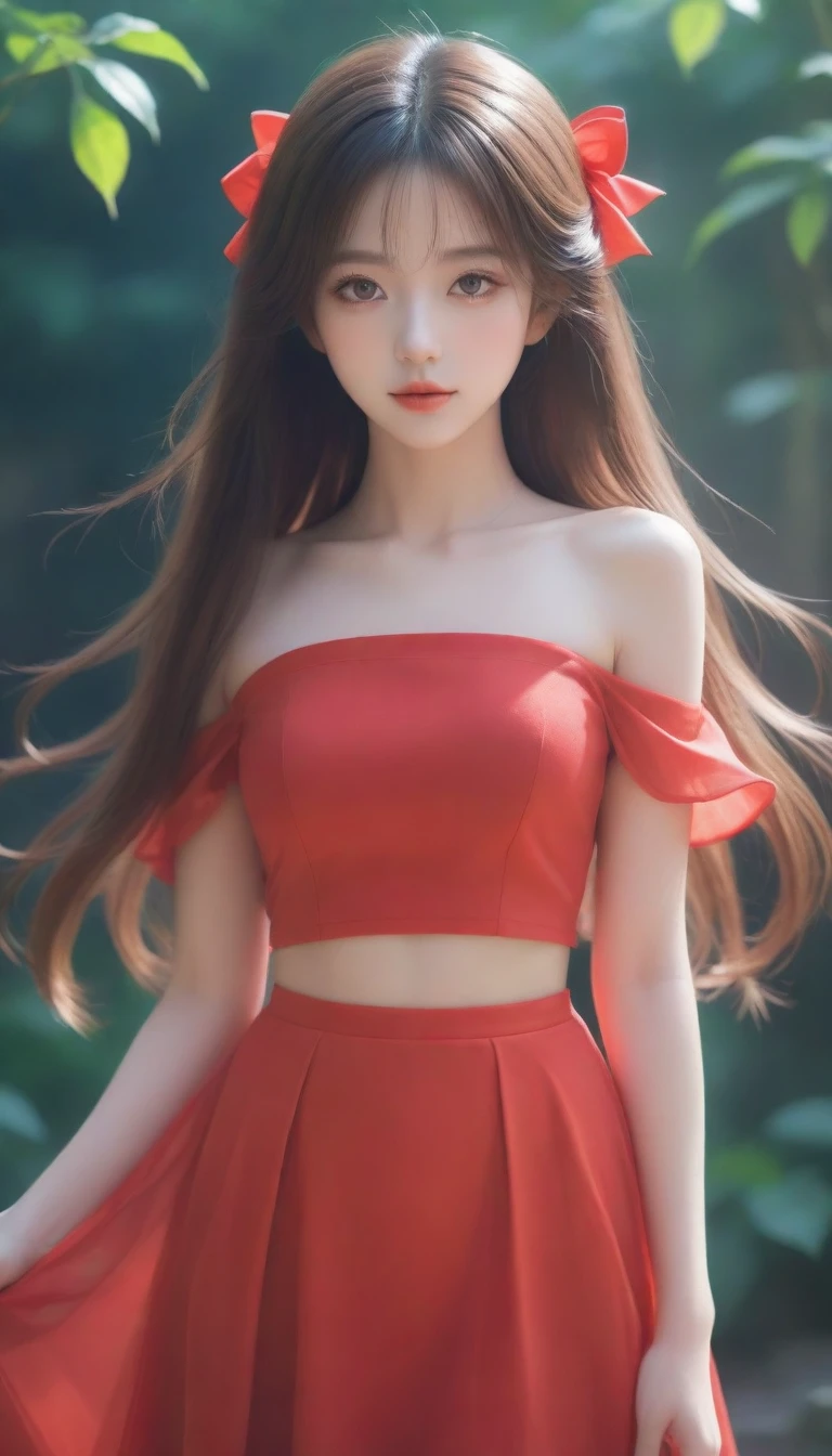 anime girl with long hair wearing a red hat and red dress, beautiful digital illustration, beautiful anime portrait, anime style. 8k, realistic artstyle, artwork in the style of guweiz, realistic anime 3 d style, detailed portrait of anime girl, 8k artgerm bokeh, trending on cgstation, realism artstyle, beautiful digital artwork