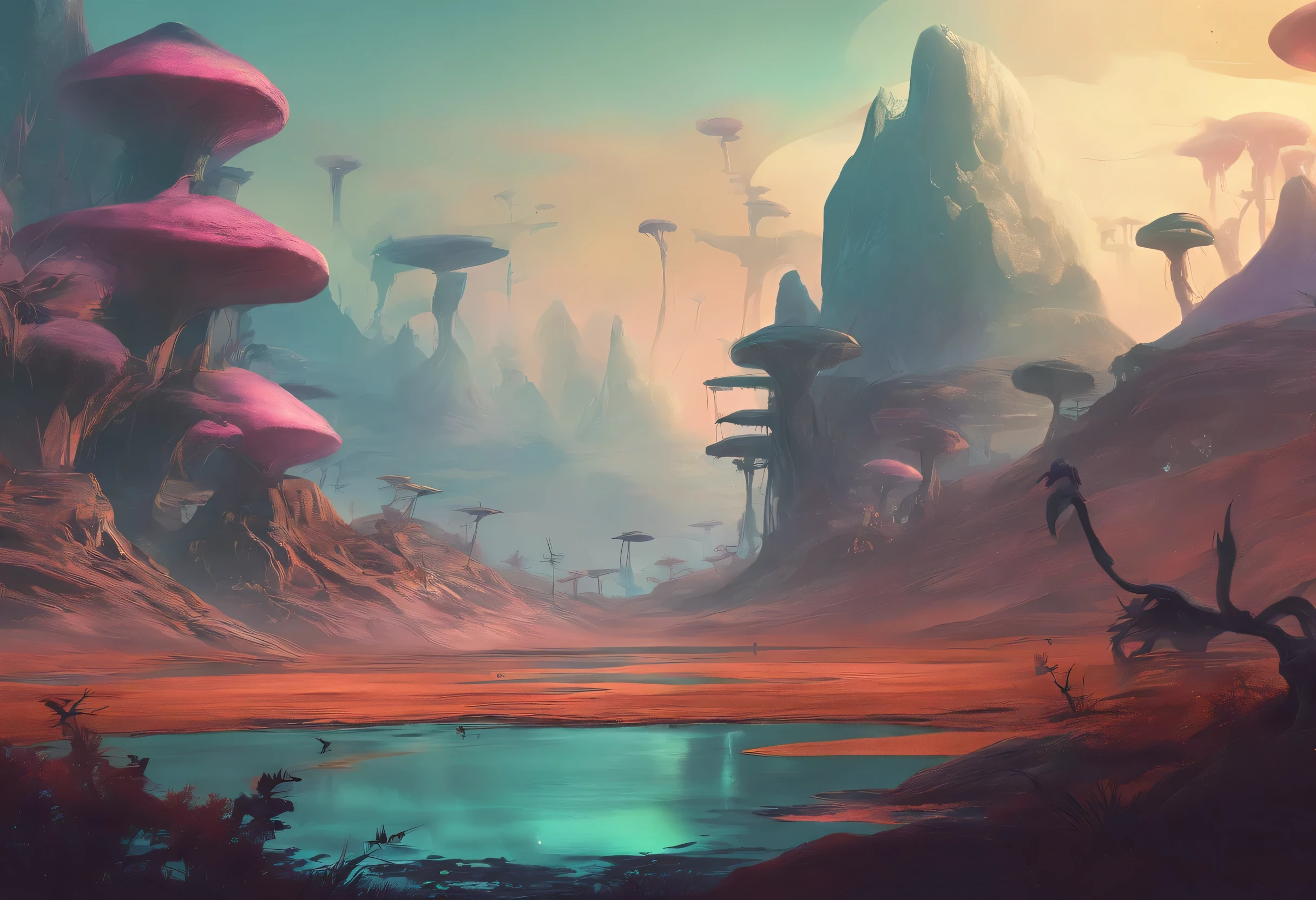 Alien landscapes, strange scenery, strange creatures, unusual plants