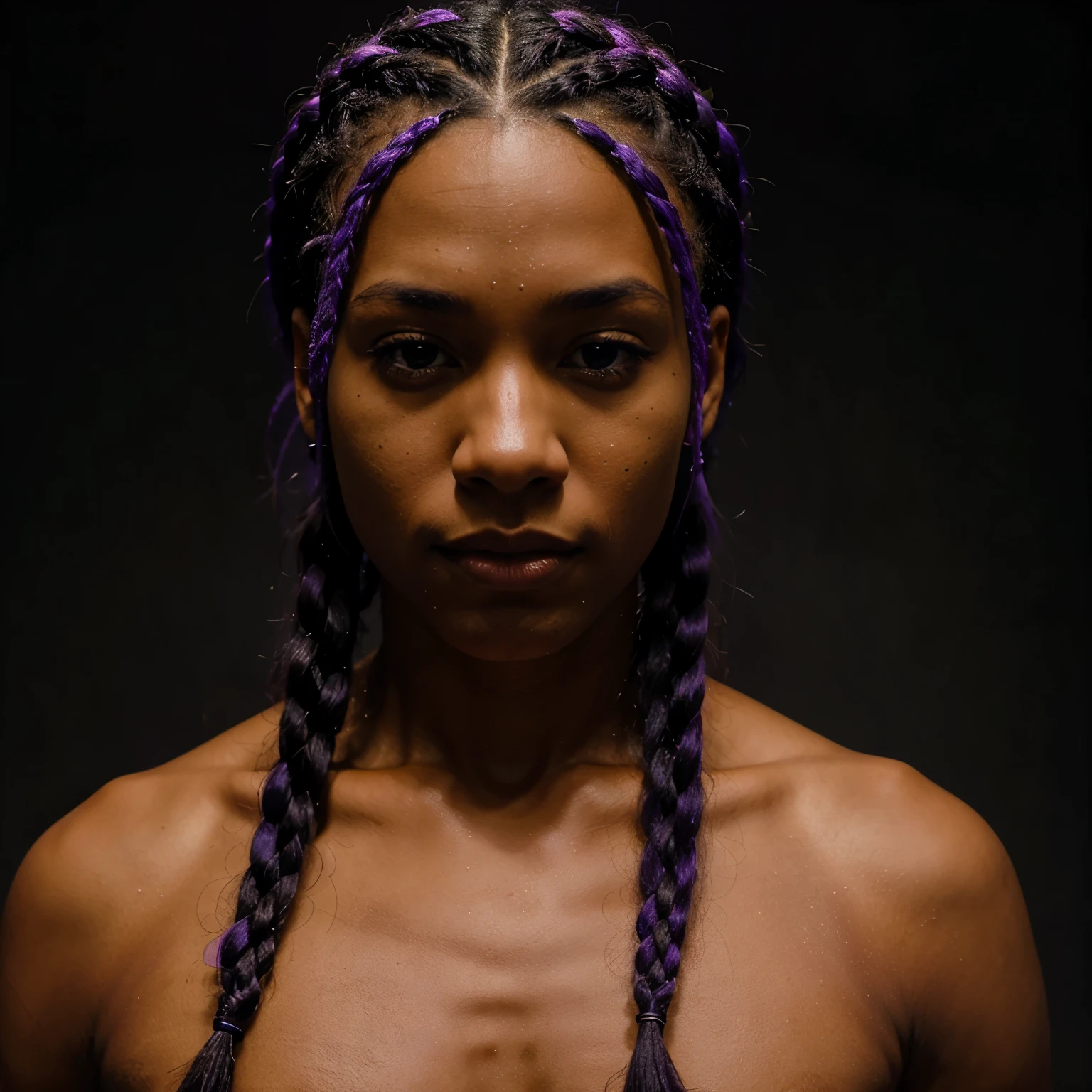 1 garoto negro, with purple braids