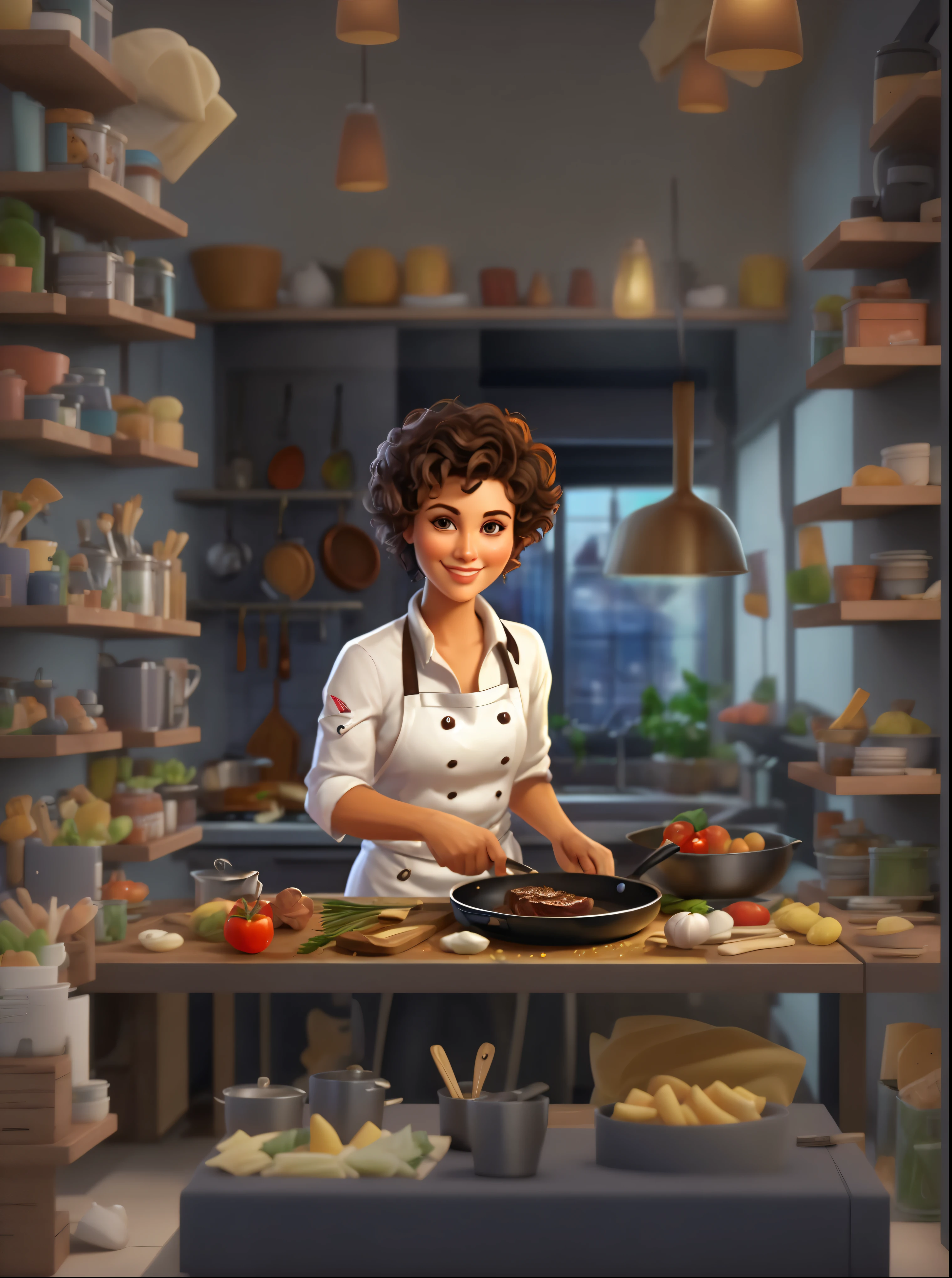 mulher de desenho animado cozinhando em uma cozinha com uma frigideira e legumes, cozinharing, melhor chef, inspired by Andrée Ruellan, gourmet cozinharing, cozinhar, cozinharing it up, promo art, cozinharing show, arte detalhada do jogo, cozinhared, chef feliz, cooked to perfection, arte oficial, arte detalhada do jogo illustration, inspirado em Art Frahm, cozinha, inspirado em Pia Fries