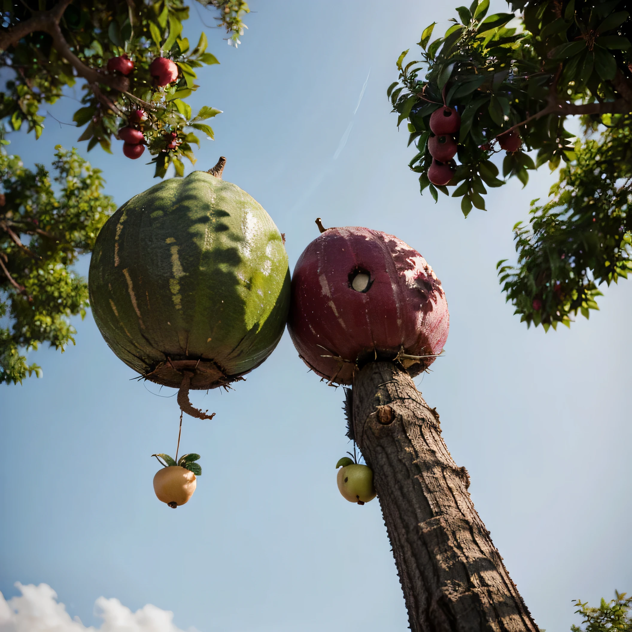 two fruits on a tree discussing their hopes and dreams of being eaten.