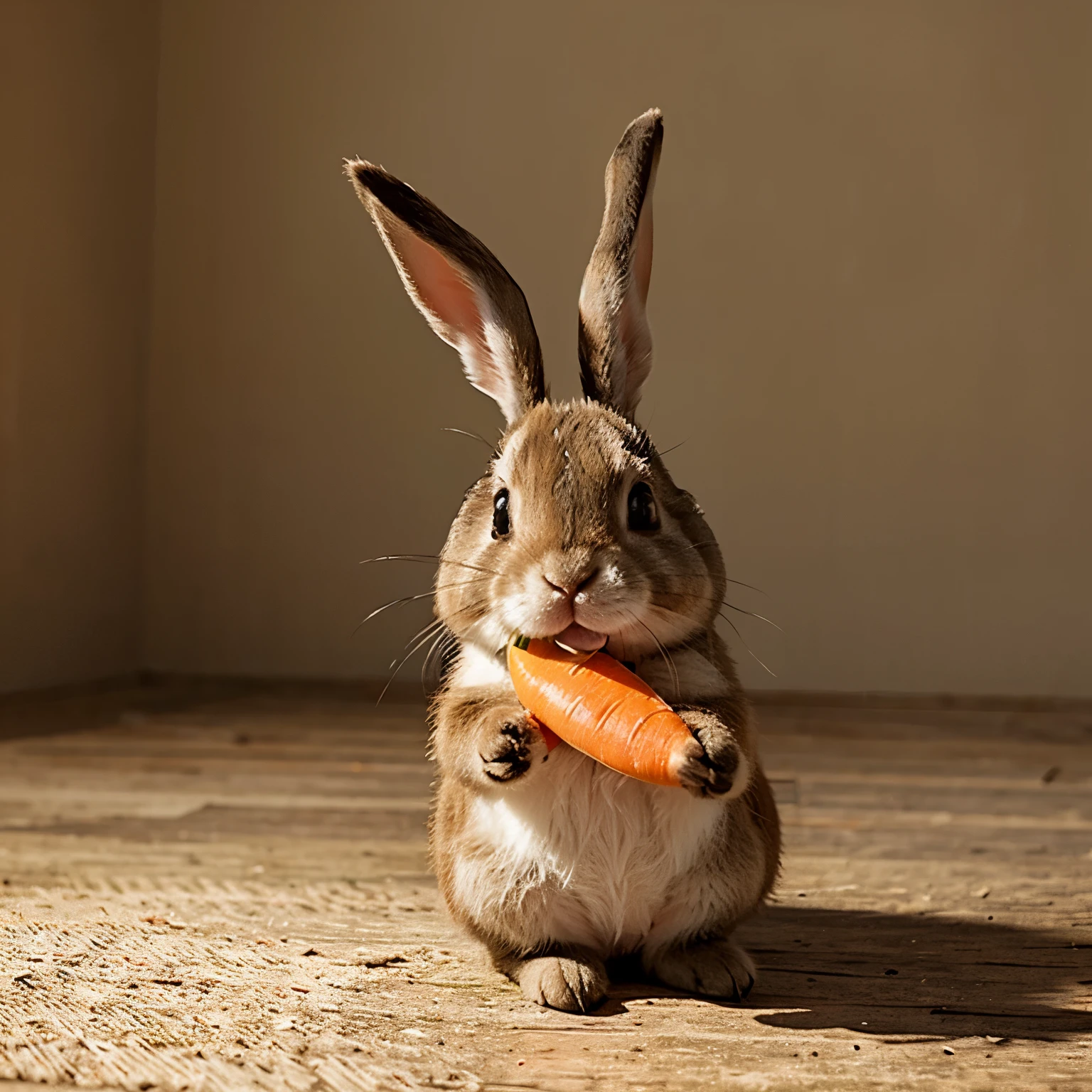 cute little bunny that eating a carrot