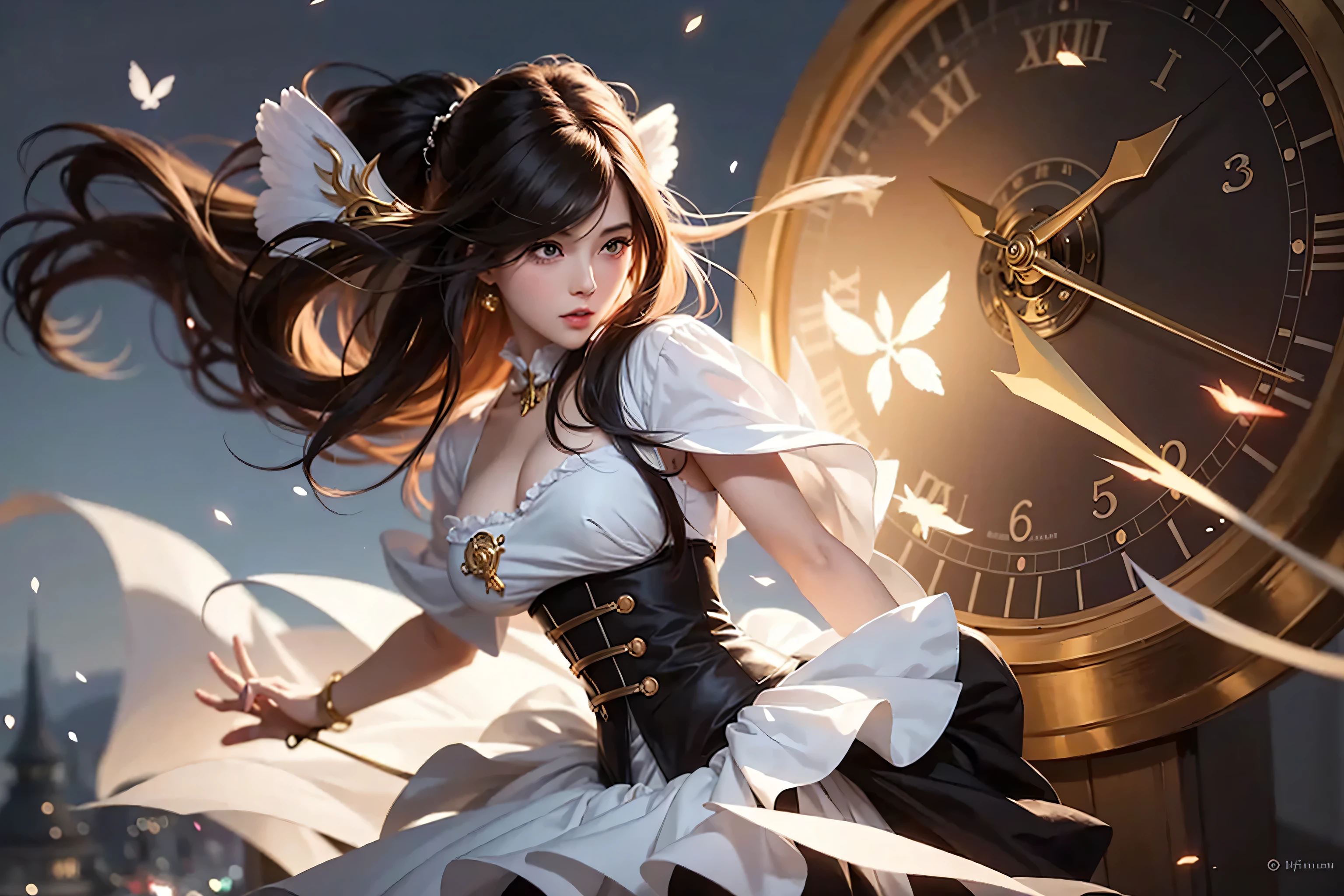 anime girl with long hair and a white dress holding a clock, extremely detailed artgerm, artgerm and atey ghailan, artgerm on artstation pixiv, ! dream artgerm, artgerm. anime illustration, cushart krenz key art feminine, style artgerm, style of artgerm, goddess of time