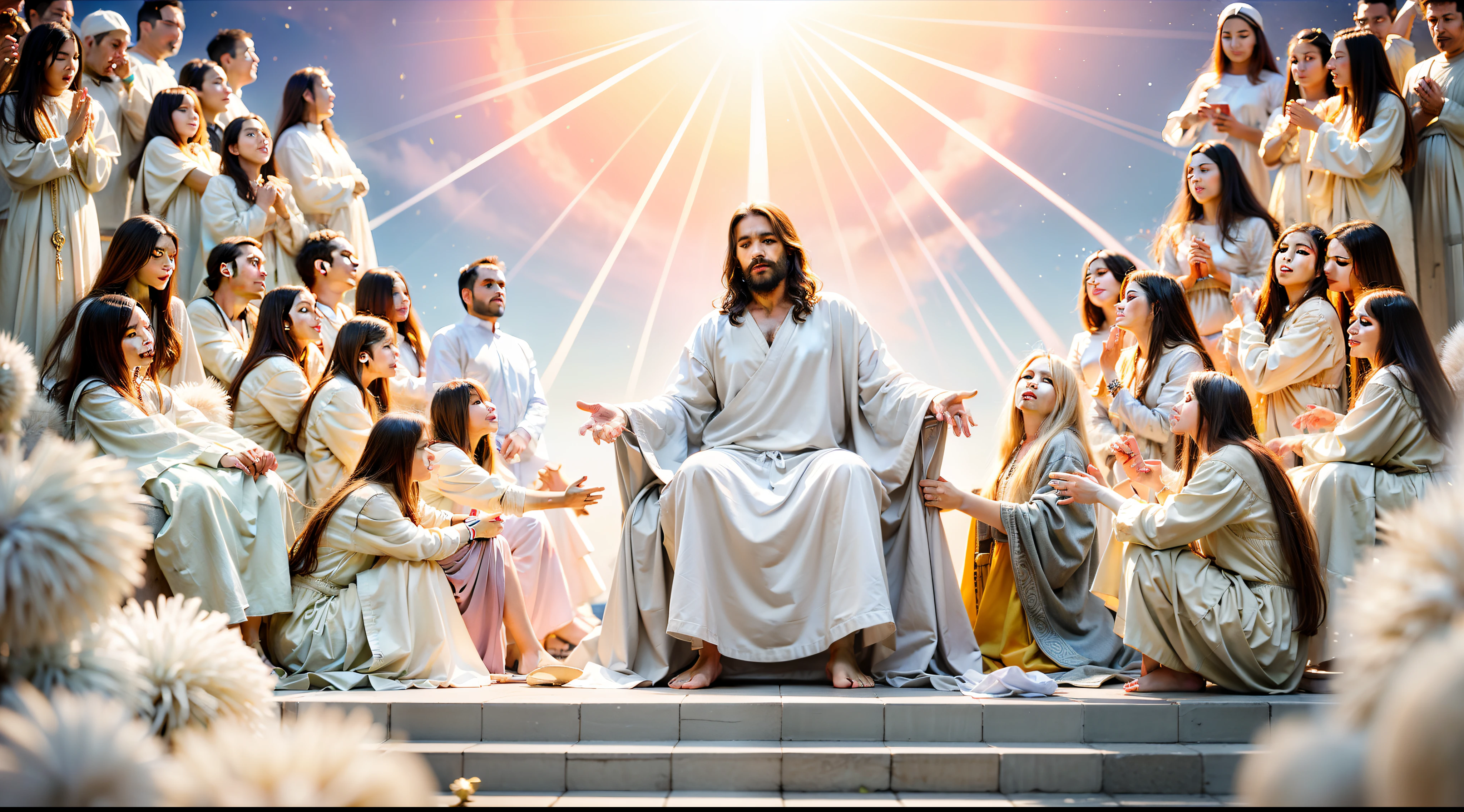 (draws Jesus to the third heaven full of glory at his side, Deus Pai sentado no trono;)