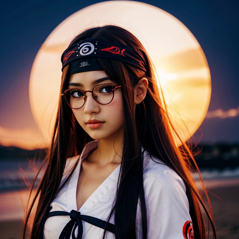 anime girl with glasses and long hair, anime visual of a cute girl, anime style. 8k, pin on anime, anime vibes, anime style 4 k, anime moe artstyle, anime aesthetic, anime girl desktop background, anime visuals, anime girl with real hair, ethereal anime, anime girl with long hair, beautiful anime portrait , anime , naruto, naruto anime, sharingan background, night time, dark , sharingan , wearing naruto headband  