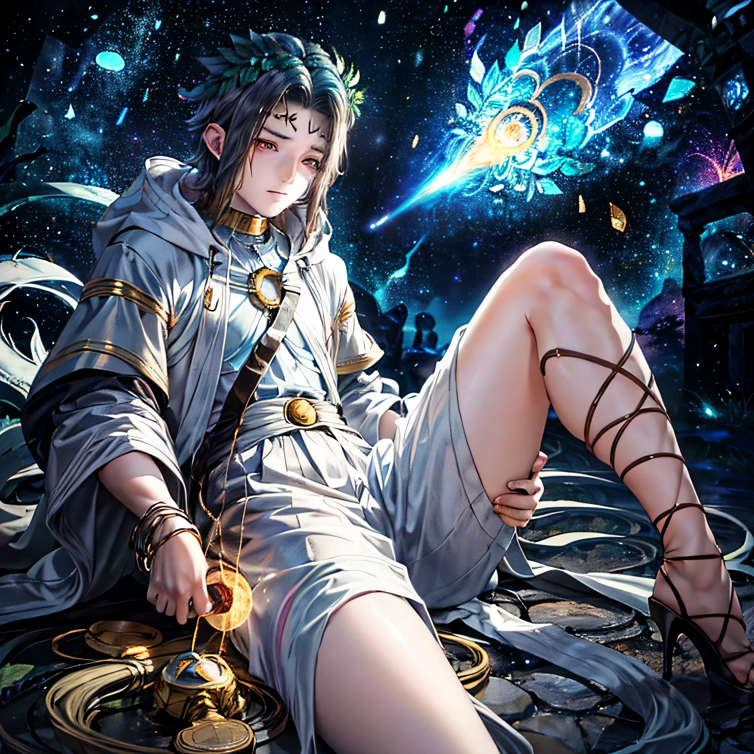 Create me a male with cosmic manipulation power and has a ancient mage outfit