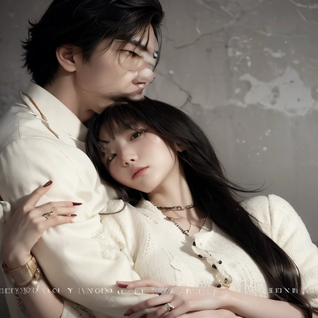 Araffe and a woman hugging each other in a white dress - SeaArt AI