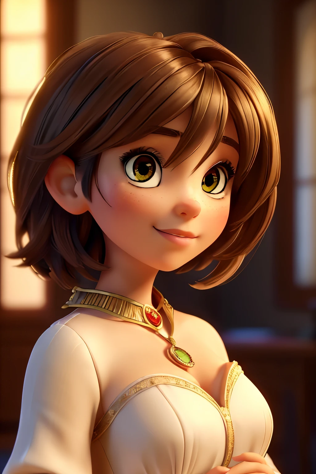 night, original photography, (((very beautiful portrait))), (very beautiful portrait))), 1 girl, Sexy 25 year old girl, ((Natural brown short hair)), [brown eyes],Staring at the camera with a gentle smile(split), ((masterpiece, best quality, Ultra-detailed, movie lights, intricate details, HD, 8K, Very detailed)), Detail background, 8K UHD, DSLR camera, soft light, high quality, film grain, Fuji XT3, Shallow depth of field, Natural light, perfect face