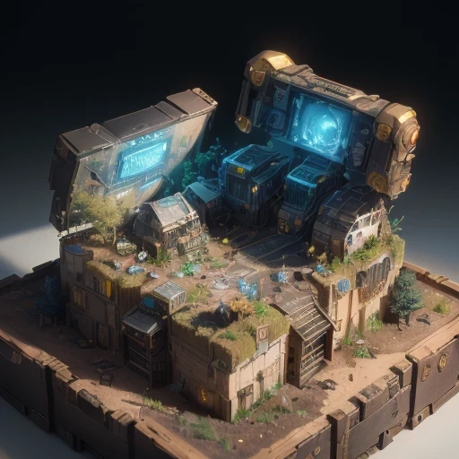 6598年Mars realistic model, (bifurcation, original photo, best quality, masterpiece:1.4),SteampunkCyberpunk6820 City,(CyberpunkMars light:1.3), Mars (related to land),(in a small nature box:1.3),Isometric, small nature, landscape on foundation,landscape,