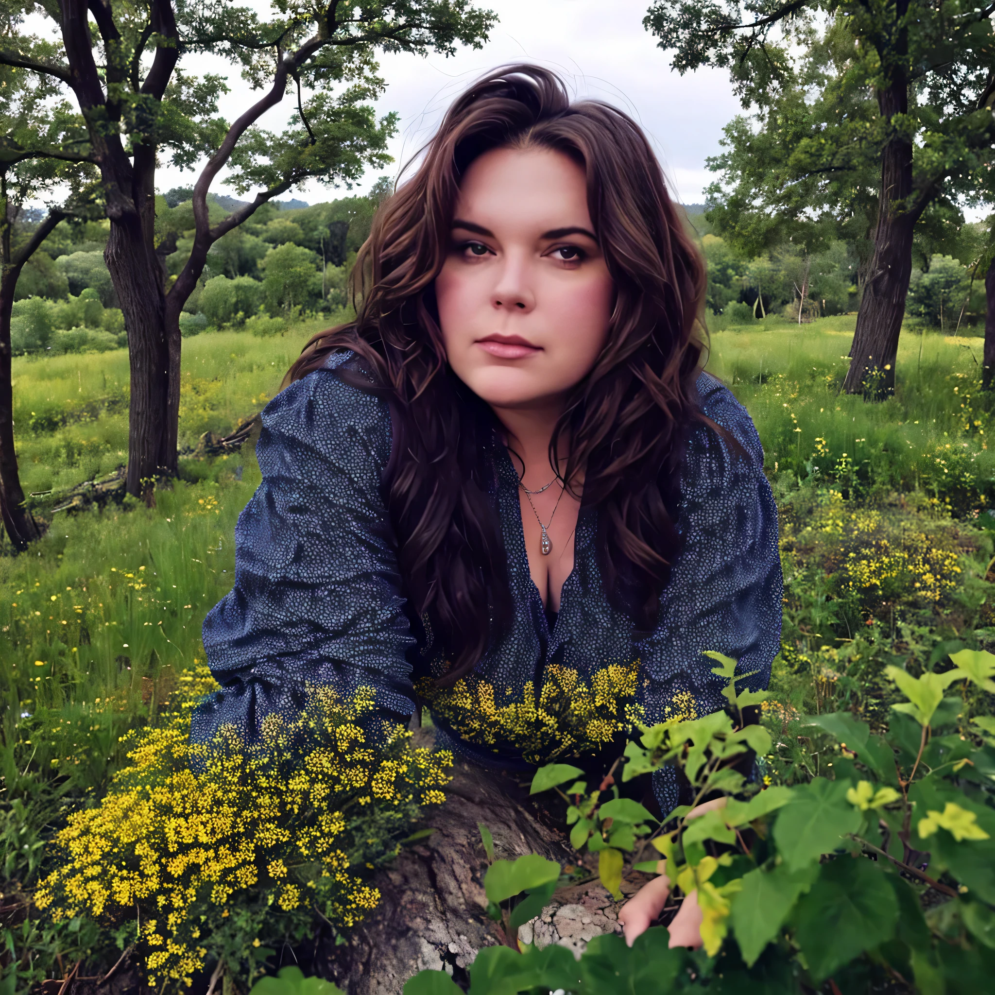 ((curvy woman running)), fleeing, ((big curvy hips)), huge tree on fire in background, lightening, stormy, big tornado, glowing, smoky, blowing long messy hair, bright eyes, (sheer navy dress with flowers), powerful, 24mm, 4k, soft cinematic light, RAW photo, photorealism, photorealistic, intricate, elegant, highly detailed, sharp focus, ((cinematic look)), soothing tones, insane details, intricate details, hyperdetailed, low contrast, soft cinematic light, dim colors, exposure blend, hdr, faded, (epic), sexy, magical, blooming, iridescent, epic, necklace, sweaty