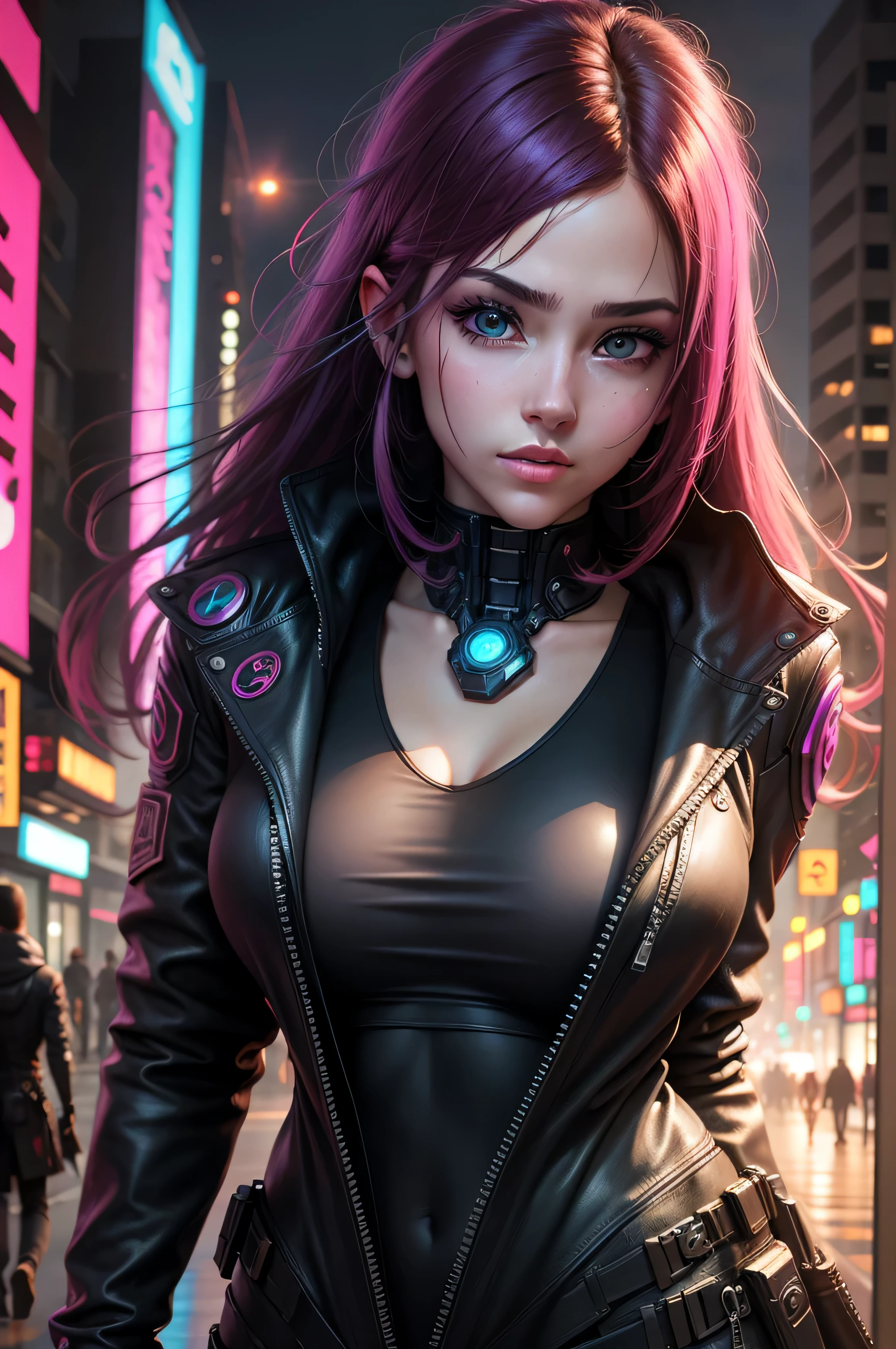 Background change cyberpunk beautiful girl ultra realistic face