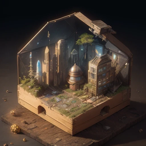 6598年Mars realistic model, (bifurcation, original photo, best quality, masterpiece:1.4),SteampunkCyberpunk6820 City,(CyberpunkMars light:1.3), Mars (related to land),(in a small nature box:1.3),Isometric, small nature, landscape on foundation,landscape,