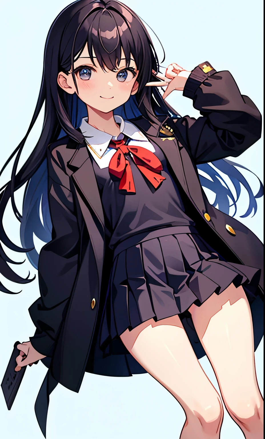 girl、smile、shirt、skirt、uniform、(small breasts)、flat chest、cute crotch、movement、(small breasts)、15 years old、