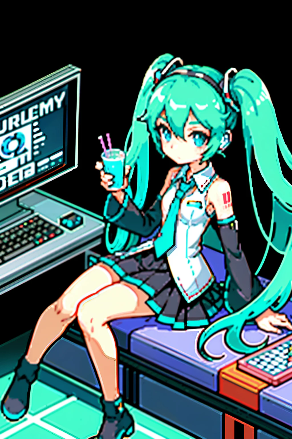 <lora:hizake_lora:0.5>, masterpiece, best quality, marina, splatoon, octoling girl, 1girl, (cyberpunk city background), neon lights, (raining), wet, water, sad, nsfw, huge breasts, pussy, open clothes, ((oversized green sweater)), purple design on sweater, long hair, tentacle hair <lora:splatoonall2-000008:0.5>, ((animated)), deformed, chibi, <lora:splatoon_marina:0.8>
