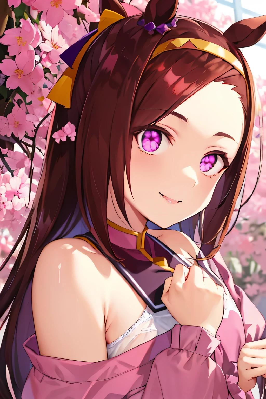 sakura bakushin o \(Umamusume\), ((super detailed face)), slender girl, whole body,masterpiece, highest quality, underwear,good,panties,horse tail, light smile, fine and clear eyes, frontage,