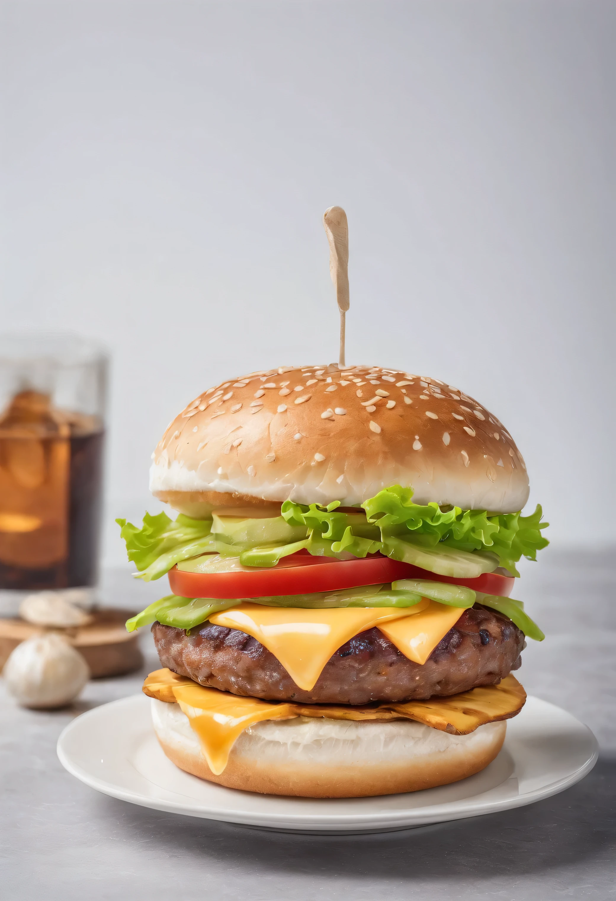 hamburger, white background, magazine photo, food photography