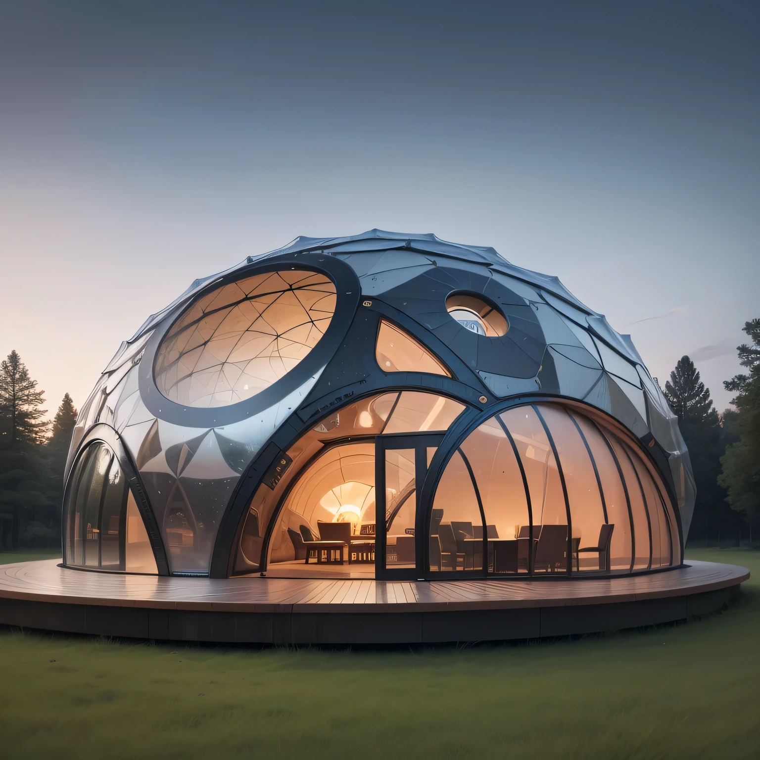 Close-up of a membrane dome building on a field, futuristic dome, futuristic house, Geodesic architecture, dome space, alien architecture, Inspired by Buckminster Fuller, Sunpunk architecture, by Zha Shibiao, detailed futuristic architecture, circular architecture, futuristic architecture, Geodesic architecture, futuristic structure, molten metal house, Geodesic domes