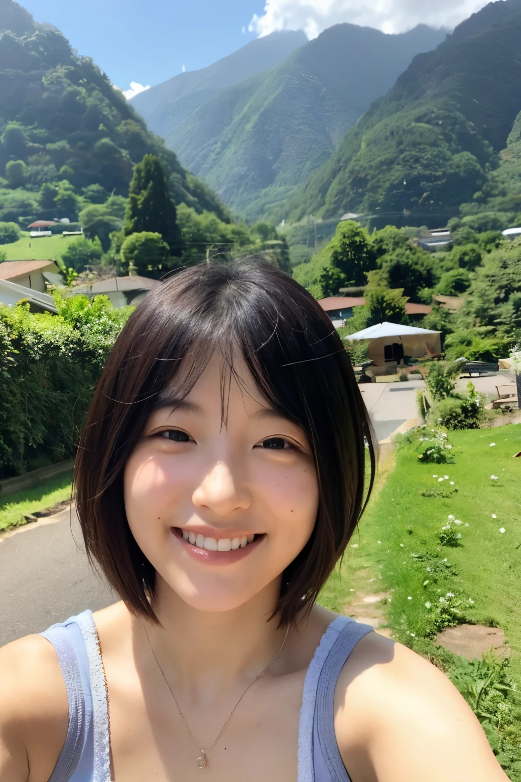true beauty、short hair、smile、Cafe、valley