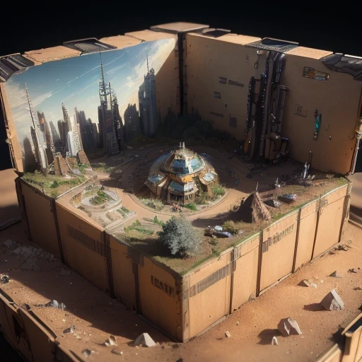 6598年Mars realistic model, (bifurcation, original photo, best quality, masterpiece:1.4),SteampunkCyberpunk6820 City,(CyberpunkMars light:1.3), Mars (related to land),(in a small nature box:1.3),Isometric, small nature, landscape on foundation,landscape,