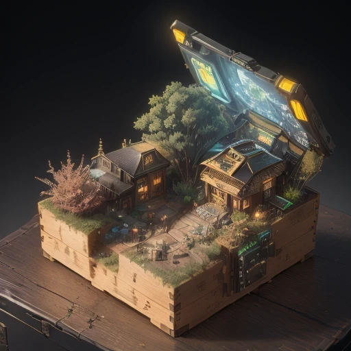 6598年Mars realistic model, (bifurcation, original photo, best quality, masterpiece:1.4),SteampunkCyberpunk6820 City,(CyberpunkMars light:1.3), Mars (related to land),(in a small nature box:1.3),Isometric, small nature, landscape on foundation,landscape,