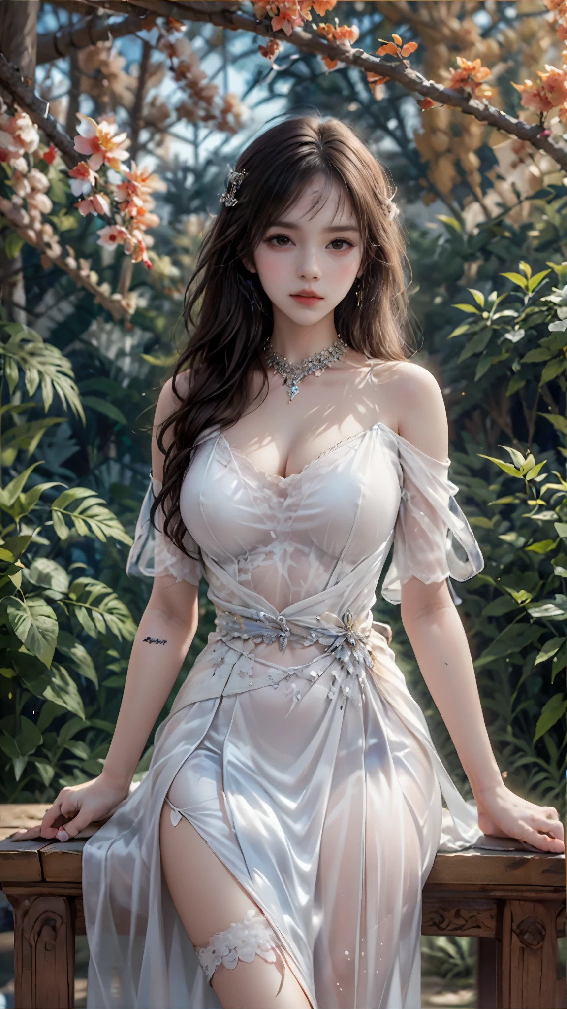 masterpiece,best quality,high质量,high清晰度,high质量的纹理,high质量的阴影,high细节,beautiful details,fine details,Extremely detailed CG,Detailed texture,lifelike的面部表现,lifelike的,rich and colorful,exquisite,sharp focus,(intricate detailake up,PureErosFace_V1:0.5),(细节美exquisite脸,(细节美exquisite眼睛),Perfect比例的脸,highDetails of the skin,Details of the skin,Four fingers and one thumb in optimal proportions,emaciated:1.3),1 girl,,high,(Smooth abs:1.55),pretty,Perfect,high,((bare shoulders)), ((The skirt is short)), (long legs),(straight legs),(thin waist),((White skin)),White skin,((White skin)),(emma watson),Big breasts,((Caucasian)),light blonde hair,Stand with legs apart,looking at the audience,whole body,Portrait of cute blonde girl,((Cherry tree)), ((站在Cherry tree下,Look into the distance)),bloom,orange mist,sports,Wisps of hair,lifelike,high品质渲染,amazing art,high品质,film texture,Fujifilm XT3,dream