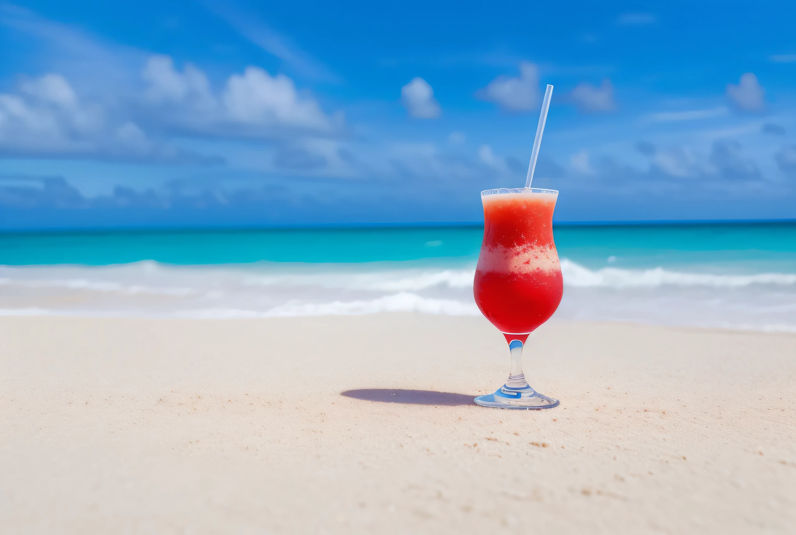 there is a glass of red drink on the beach near the ocean, it's is relaxing on a beach, beach setting, vacation photo, relaxing on the beach, istock, at a tropical beach, relaxing at the beach, paradise in the background, holiday season, is relaxing on a beach, on a sunny beach, straw, carribean white sand, sandy beach