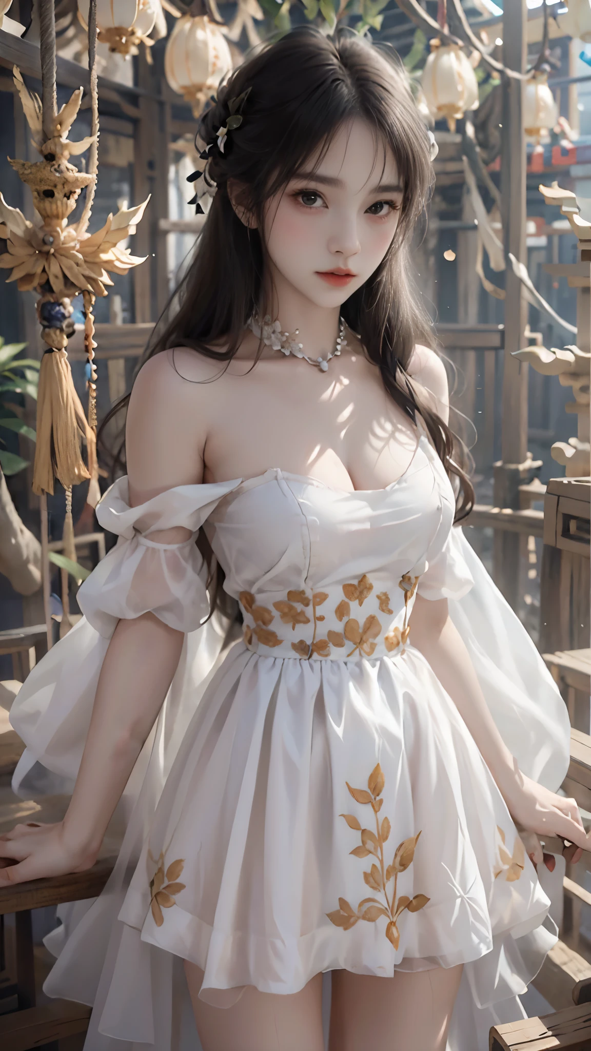 wearing puff_dress, masterpiece，best quality，high质量，high清晰度，high质量的纹理，high质量的阴影，high细节，beautiful details，fine details，Extremely detailed CG，Detailed texture，lifelike的面部表现，lifelike的，rich and colorful，exquisite，sharp focus，(intricate detailake up，PureErosFace_V1:0.5)，(细节美exquisite脸，(细节美exquisite眼睛)，Perfect比例的脸，highDetails of the skin，Details of the skin，Four fingers and one thumb in optimal proportions，emaciated:1.3)，1 girl，，high，(Smooth abs:1.55)，pretty，Perfect，high，((bare shoulders)), ((The skirt is short)), (long legs)，(straight legs)，(thin waist)，((White skin))，White skin，((White skin))，(emma watson)，Big breasts，((Caucasian))，light blonde hair，Stand with legs apart，looking at the audience，whole body，Portrait of cute blonde girl，((Cherry tree)), ((站在Cherry tree下,Look into the distance))，bloom，orange mist，sports，Wisps of hair，lifelike，high品质渲染，amazing art，high品质，film texture，Fujifilm XT3，dream