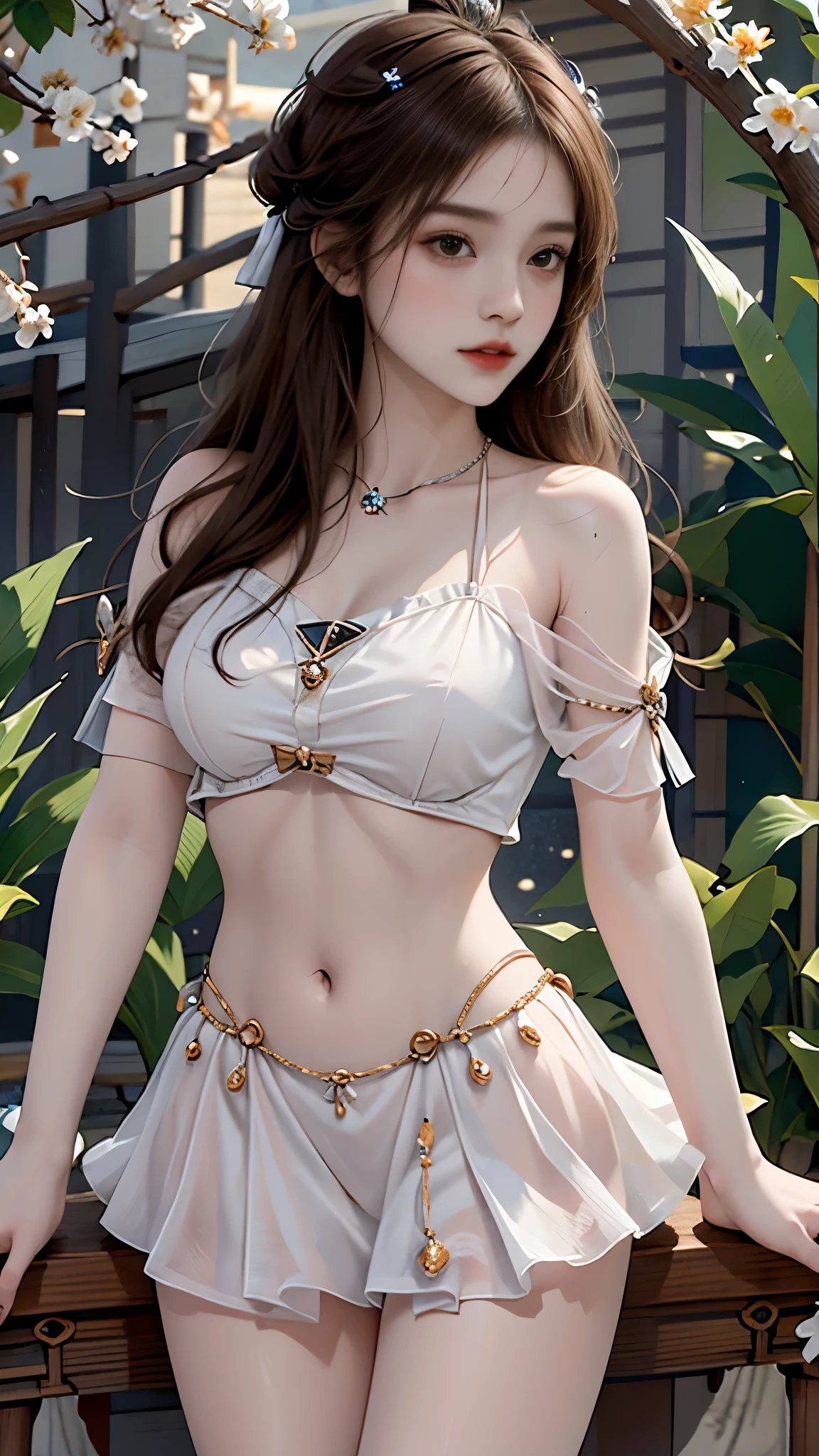 summer4, masterpiece，best quality，high质量，high清晰度，high质量的纹理，high质量的阴影，high细节，beautiful details，fine details，Extremely detailed CG，Detailed texture，lifelike的面部表现，lifelike的，rich and colorful，exquisite，sharp focus，(intricate detailake up，PureErosFace_V1:0.5)，(细节美exquisite脸，(细节美exquisite眼睛)，Perfect比例的脸，highDetails of the skin，Details of the skin，Four fingers and one thumb in optimal proportions，emaciated:1.3)，1 girl，，high，(Smooth abs:1.55)，pretty，Perfect，high，((bare shoulders)), ((The skirt is short)), (long legs)，(straight legs)，(thin waist)，((White skin))，White skin，((White skin))，(emma watson)，Big breasts，((Caucasian))，light blonde hair，Stand with legs apart，looking at the audience，whole body，Portrait of cute blonde girl，((Cherry tree)), ((站在Cherry tree下,Look into the distance))，bloom，orange mist，sports，Wisps of hair，lifelike，high品质渲染，amazing art，high品质，film texture，Fujifilm XT3，dream