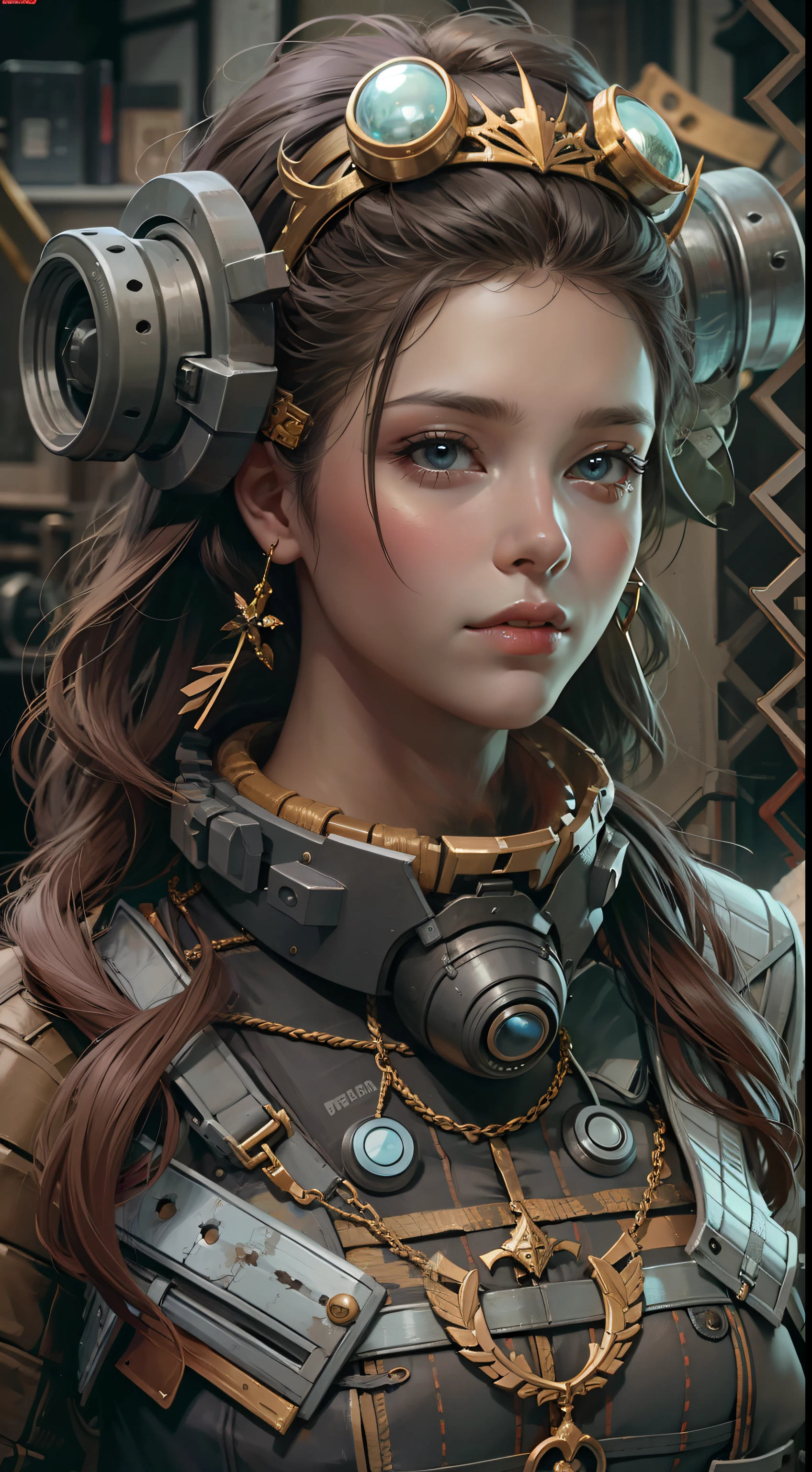 Beautiful woman in insanely intricate Siege Engineer Outfit