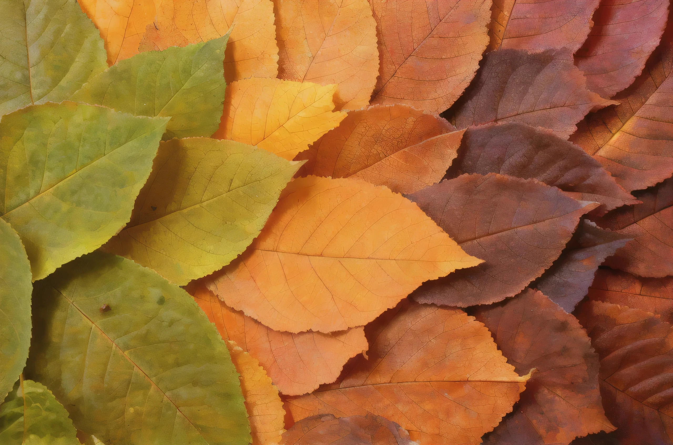 a close up of a bunch of leaves that are laying on a table, colorful leaves, autumn leaves background, color leaves, orange and brown leaves for hair, many leaves, autumn leaves, red orange and yellow leaves, fall leaves, dried leaves, autumn background, multicolored weed leaves, leafs, autumn colors, lots of leaves, vibrant autumn colors