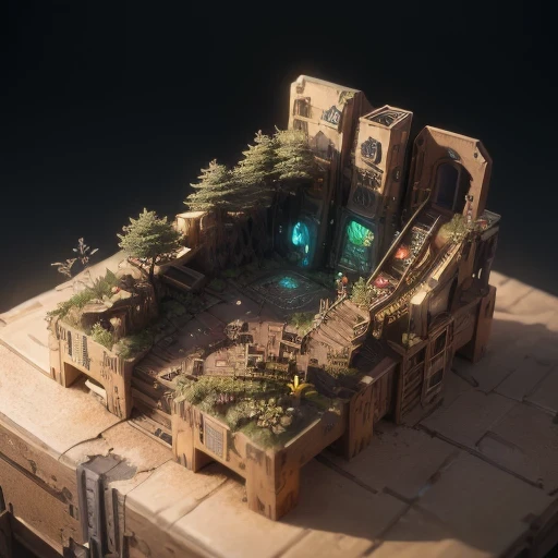 6598年Mars realistic model, (bifurcation, original photo, best quality, masterpiece:1.4),SteampunkCyberpunk6820 City,(CyberpunkMars light:1.3), Mars (related to land),(in a small nature box:1.3),Isometric, small nature, landscape on foundation,landscape,