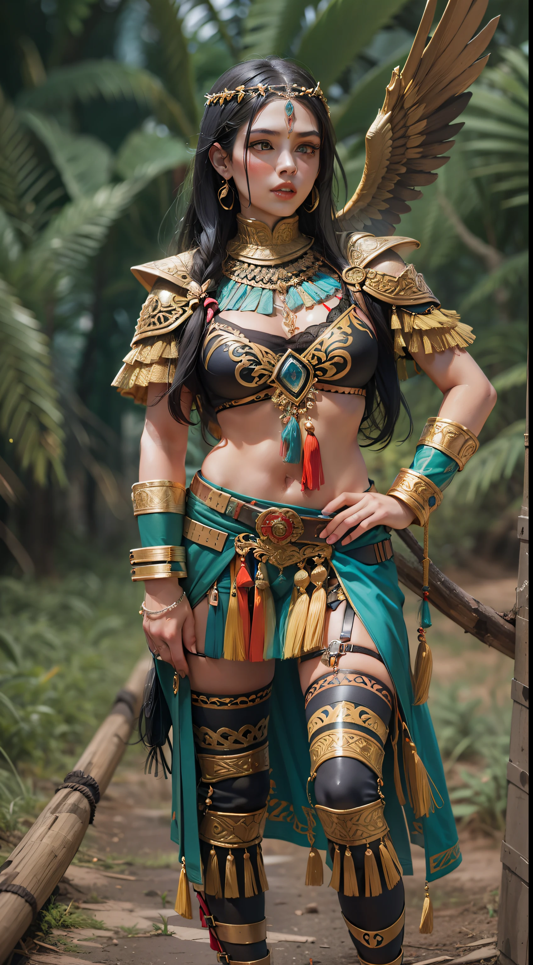 Beautiful woman in insanely intricate Amazon warrior Outfit