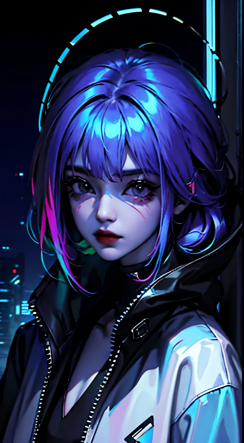 Wearing cyberpunk complex streetwear, beautiful, girl, detailed portrait, 4 K, bright colors, concept art, cinematic dramatic atmosphere, sharp focus, volumetric lighting, cinematic lighting, studio quality