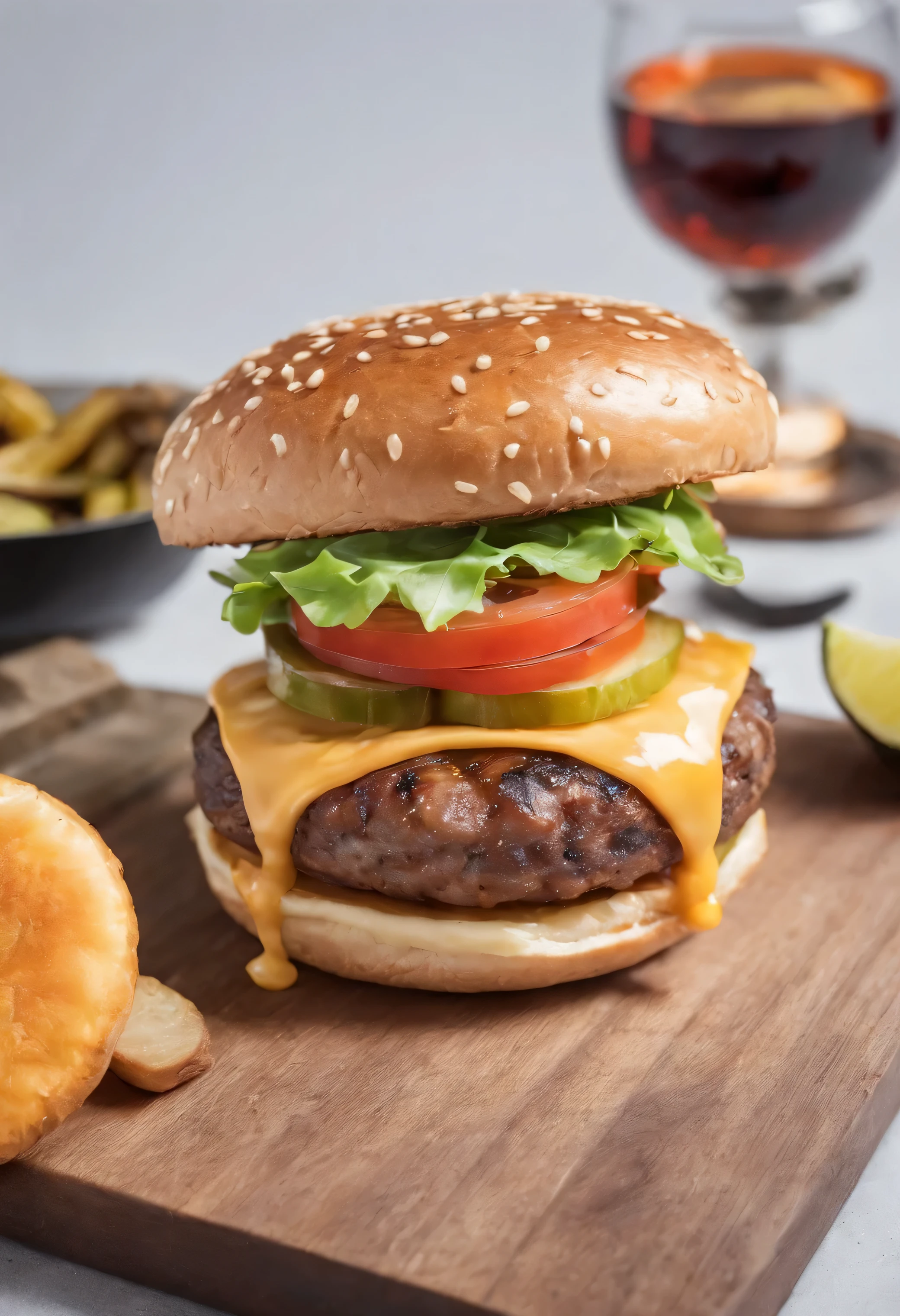 hamburger, white background, magazine photo, food photography