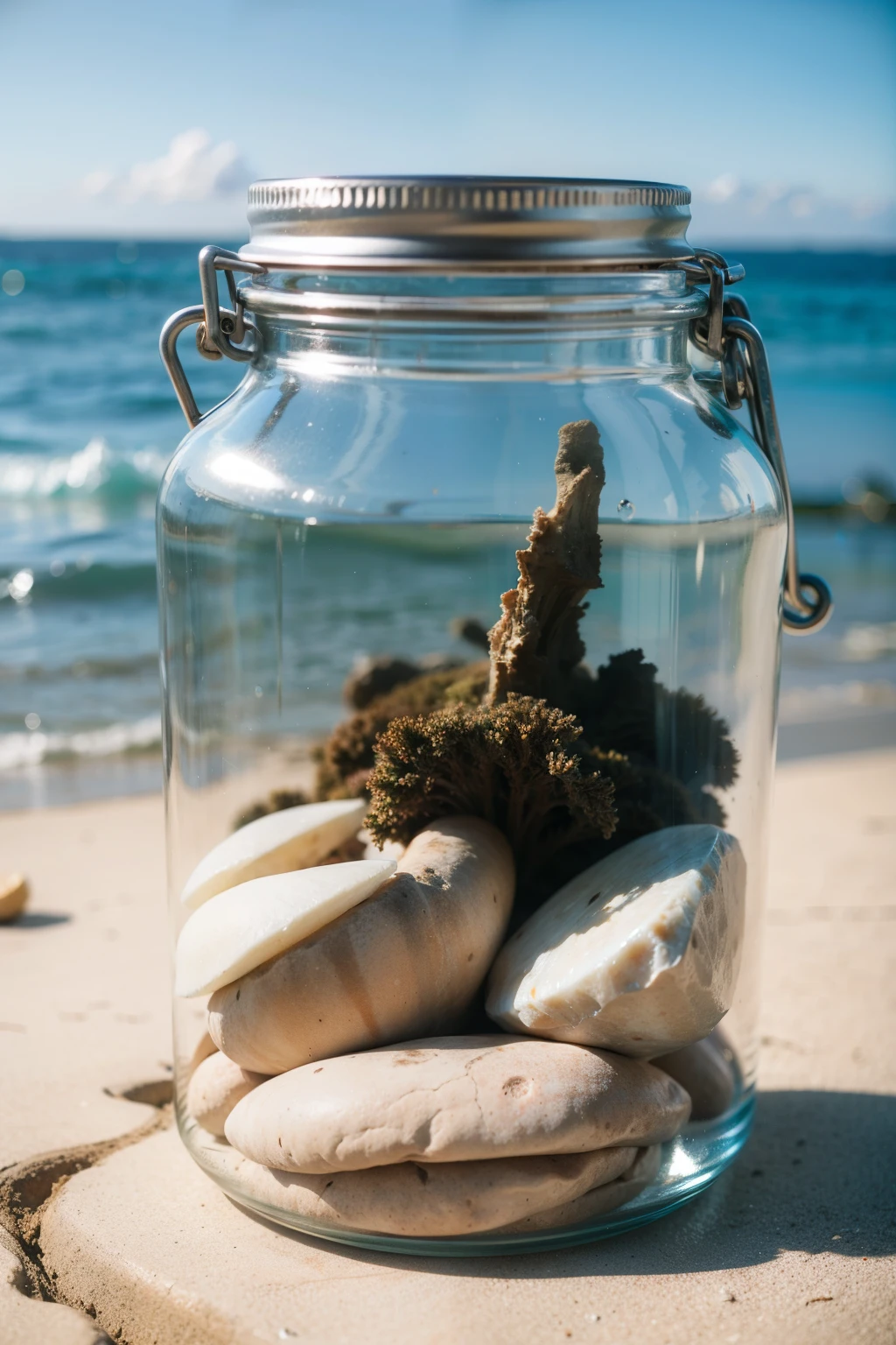The jar is filled with sea