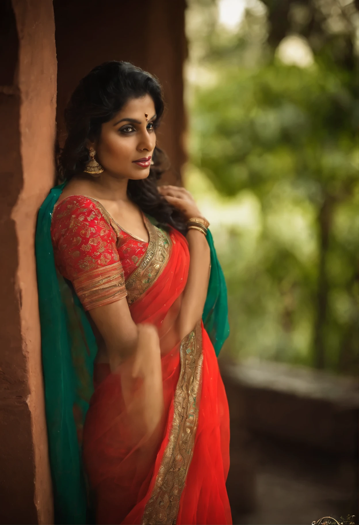 Hot Indian beautiful bhabhi full naked holding saree 