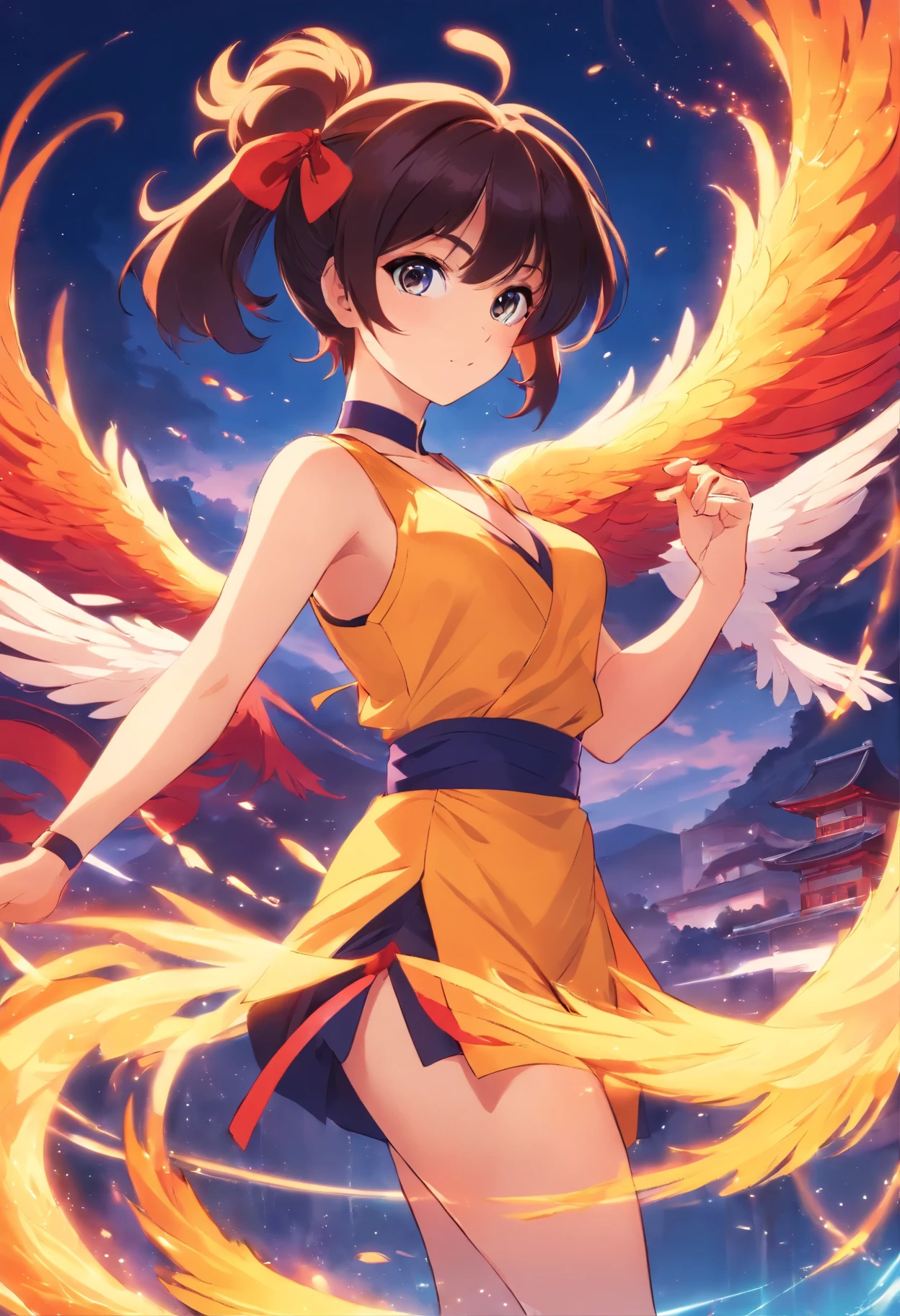 Anime Girl Ranma 1/2 with breasts with Phoenix