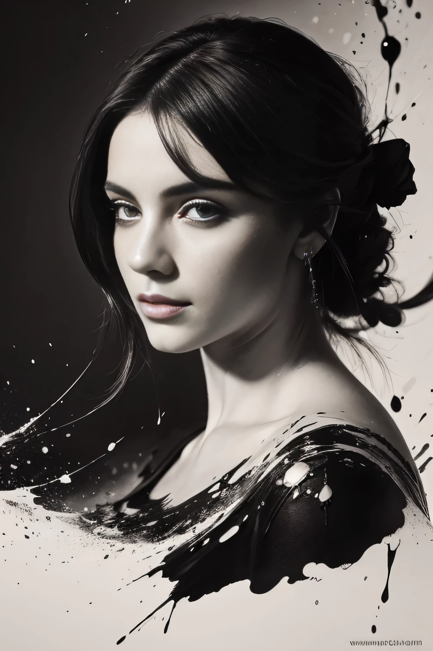   of the 19th century, ink, Splash Art", Amazing beauty ,Super detailed splash art modern European ink painting