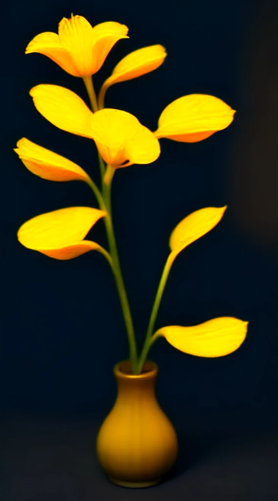 High quality illustration of a golden tulip on dark background