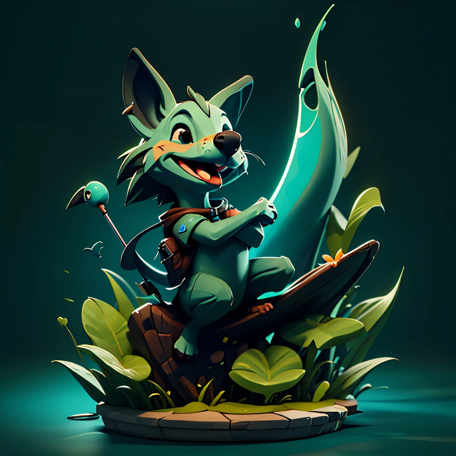 Animal, Golfinho, 3d, totalmente preto, sorrindo
