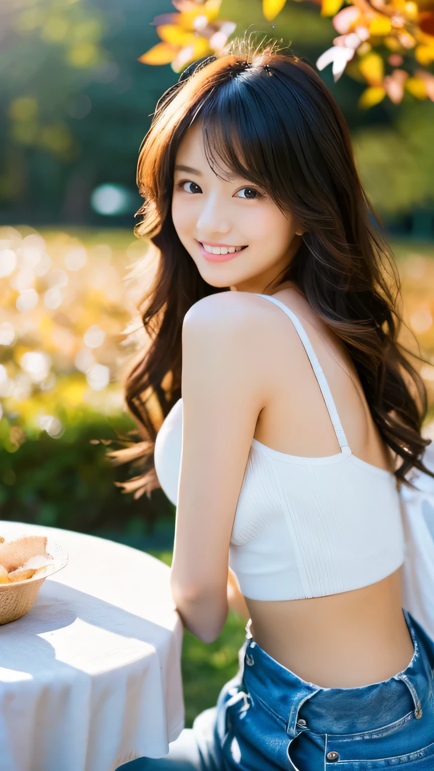 - [ ] table top, highest quality, shape, Super detailed, finely, High resolution, 8k wallpaper,Japanese、 perfect dynamic composition shape, finely beautiful eyes, sharp，whole body，autumn ladies fashion,sex appeal，wavy hair,、cute，natural color lip, bold sexy pose,smile,Harajuku、20 year old girl、beautiful、sexy shot looking at camera，