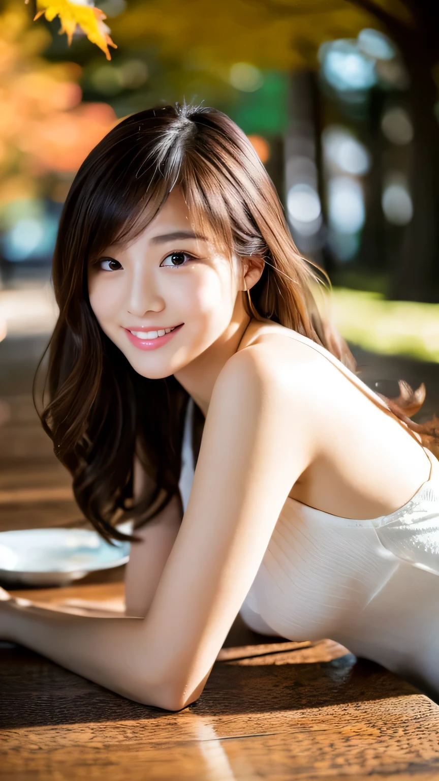 - [ ] table top, highest quality, shape, Super detailed, finely, High resolution, 8k wallpaper,Japanese、 perfect dynamic composition shape, finely beautiful eyes, sharp，whole body，autumn ladies fashion,sex appeal，wavy hair,、cute，natural color lip, bold sexy pose,smile,Harajuku、20 year old girl、beautiful、sexy shot looking at camera，