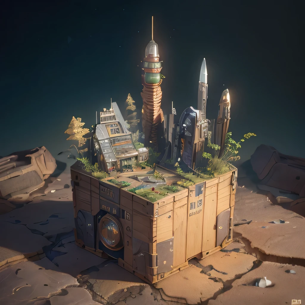 6598年Mars realistic model, (bifurcation, original photo, best quality, masterpiece:1.4),SteampunkCyberpunk6820 City,(CyberpunkMars light:1.3), Mars (related to land),(in a small nature box:1.3),Isometric, small nature, landscape on foundation,landscape,