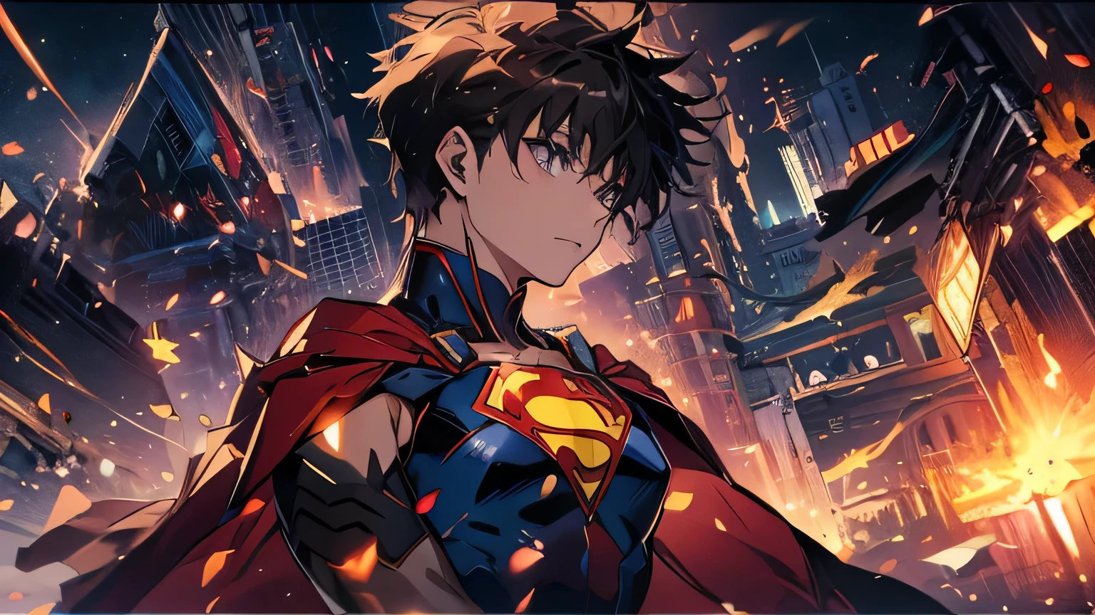 anime, a man in a superman costume standing in a city, 4 k manga wallpaper, anime style 4 k, an epic anime of a energy man, anime wallpaper 4 k, anime wallpaper 4k, official art, anime art wallpaper 8 k, 4k anime wallpaper, artgerm and atey ghailan, high quality anime artstyle, anime art wallpaper 4 k