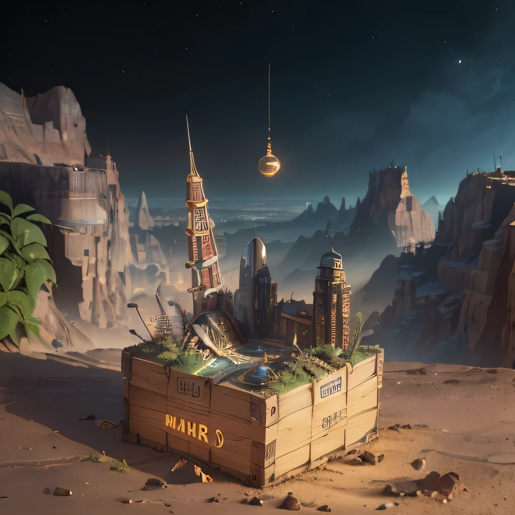 6598年Mars realistic model, (bifurcation, original photo, best quality, masterpiece:1.4),SteampunkCyberpunk6820 City,(CyberpunkMars light:1.3), Mars (related to land),(in a small nature box:1.3),Isometric, small nature, landscape on foundation,landscape,