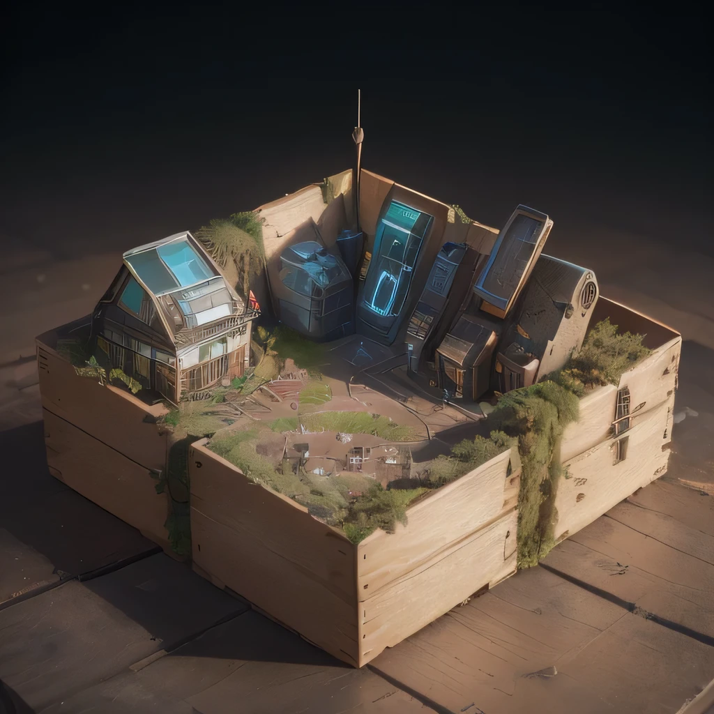 6598年Mars realistic model, (bifurcation, original photo, best quality, masterpiece:1.4),SteampunkCyberpunk6820 City,(CyberpunkMars light:1.3), Mars (related to land),(in a small nature box:1.3),Isometric, small nature, landscape on foundation,landscape,