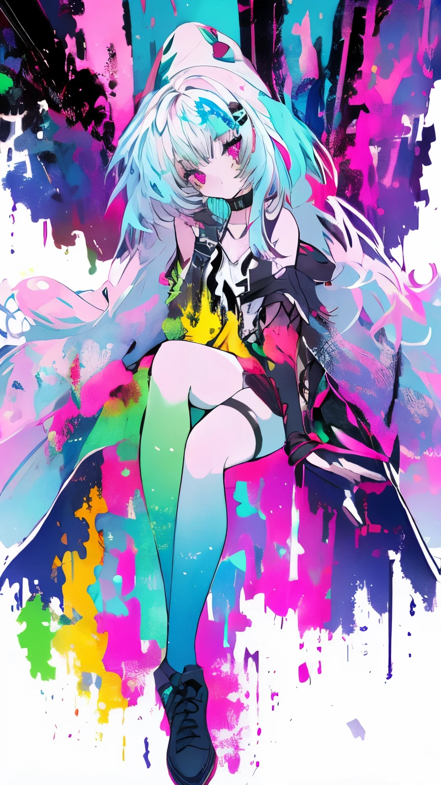 (masterpiece, ultra high resolution, highest quality:1.1), 1 girl, colorful hair,pastel colour,whole body, 1.3