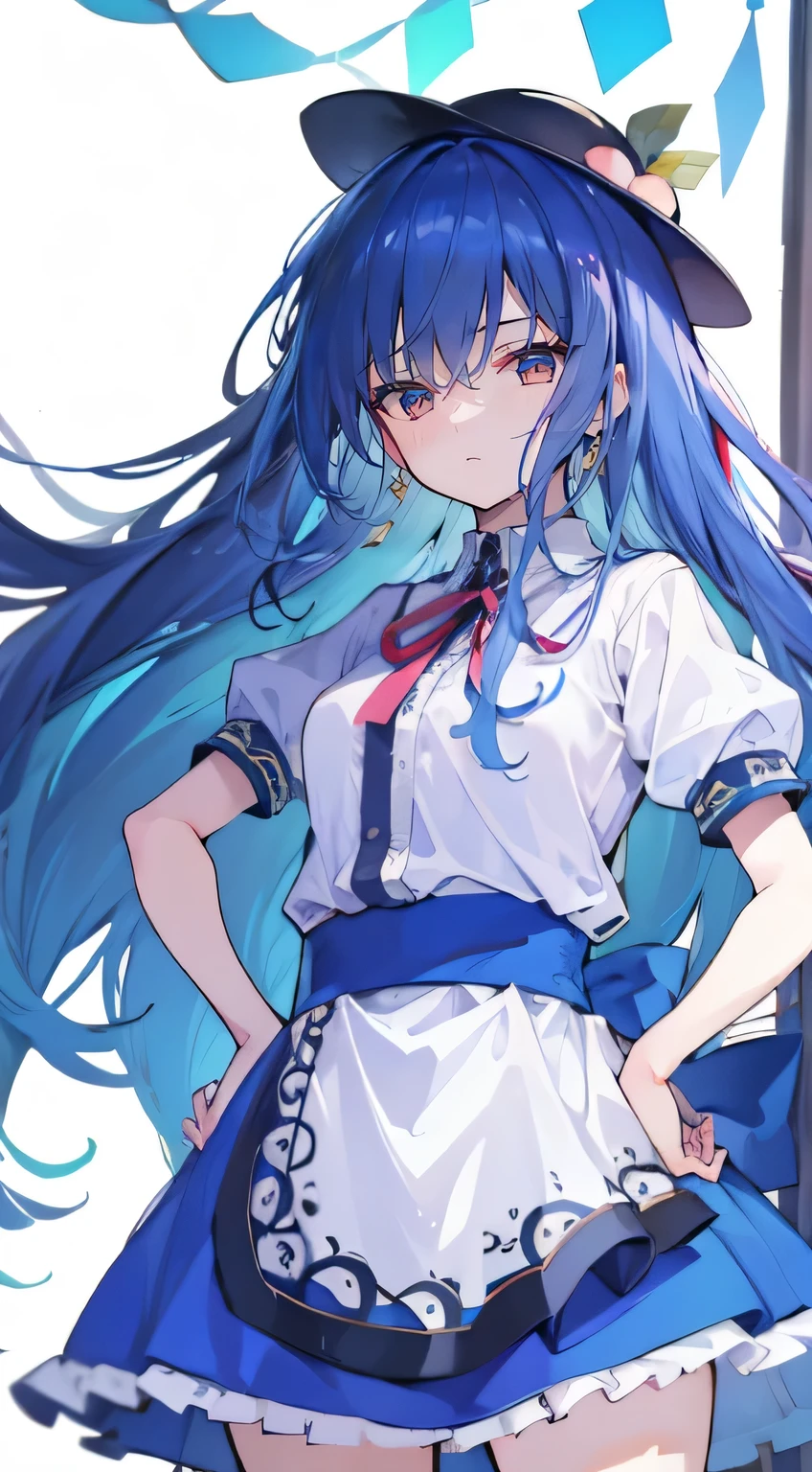 (masterpiece),best quality, expressive eyes, perfect face, 1girl,
big breasts, H cup, Good breasts, Put your hands on your waist,Fair, Gorgeous,japanese manga,girl,Laura,young angel, blue hair, blue haired,tent , tent chest, tent breast, floating clothes,grab your waist, grab your waist, hands on hips , hands on hips，flat chest，bad milk，Nagiko Fujisaki，blue hairs，long, straight hair，long hair，